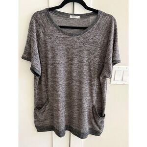 Beyove Womens XL Heather Gray Space Dye Short Sleeve Tunic Top with Pockets